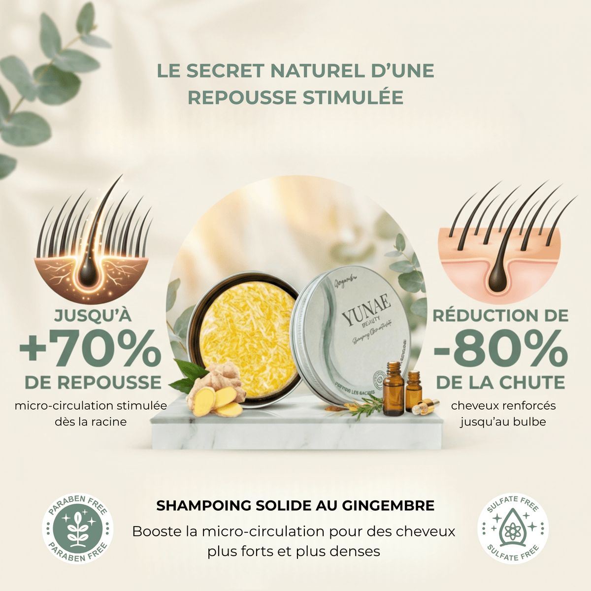 Shampoing Solide Anti - Chute — Élixir Concentré - Yunae Beauty